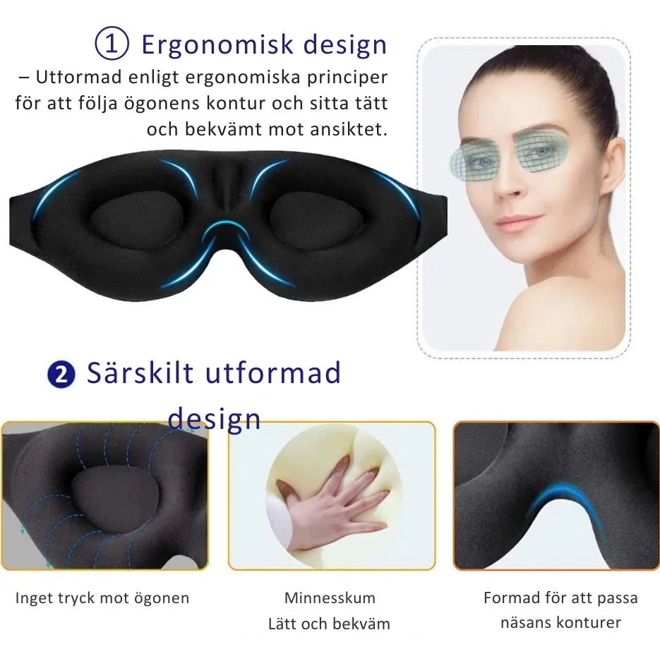 Lindra Lux - Sovmask för ögonen – 3D-formad ögonkupa – blockerar ljus – för kvinnor och män.